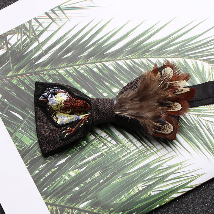 Graphic Sparrow Tail Feather Bow Tie - Brown - image 4