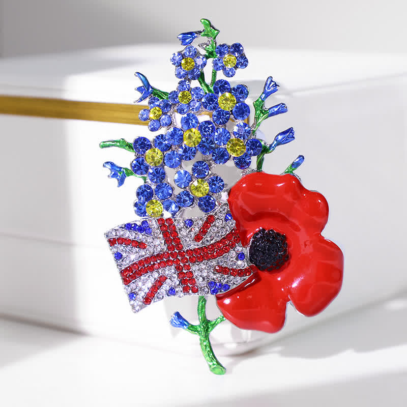 Unisex Multi Colour Union Flag Poppy Brooch - image 1