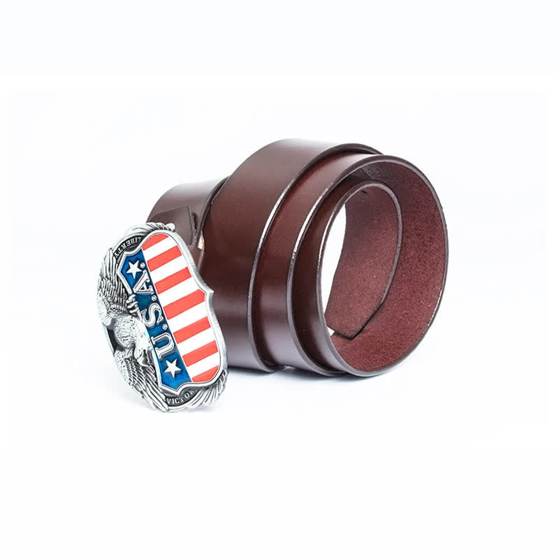 Men's Personality USA Flag Flying Eagle Leather Belt - image 10