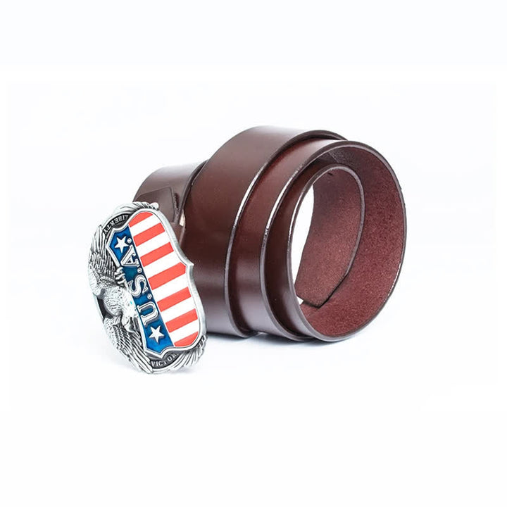 Men's Personality USA Flag Flying Eagle Leather Belt - image 10