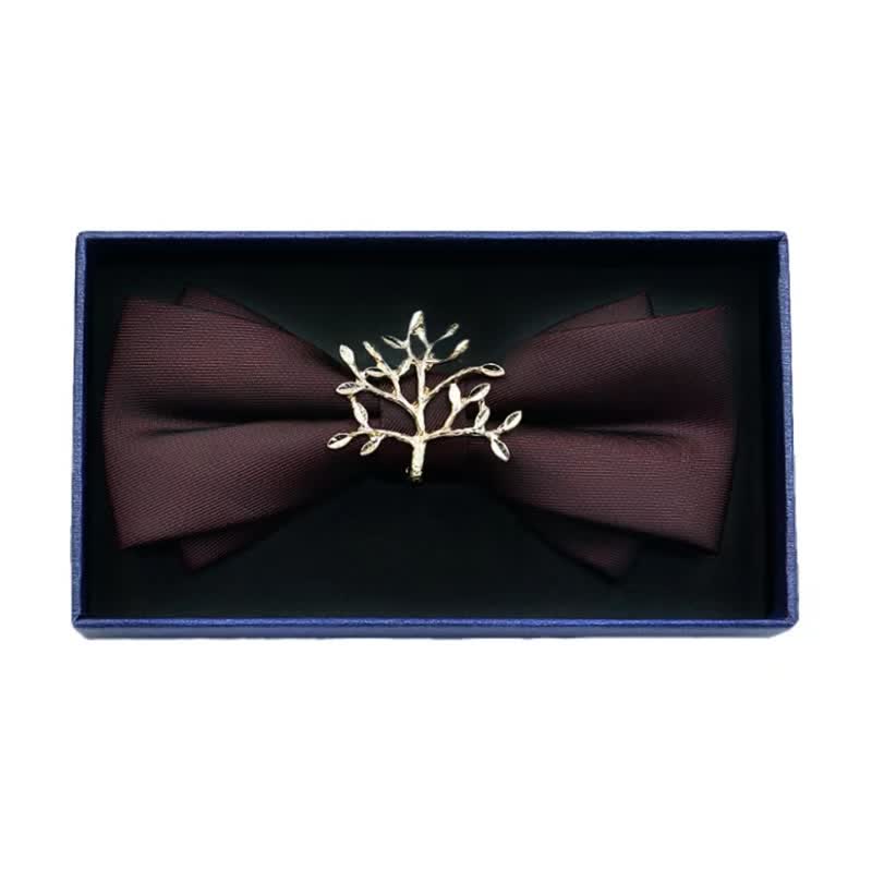 Men's Rhinestone Metal Matte Bow Tie - Tree - Burgundy - image 13