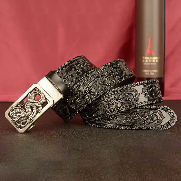 Men's Coiling Dragon Embossing Leather Belt - image 19