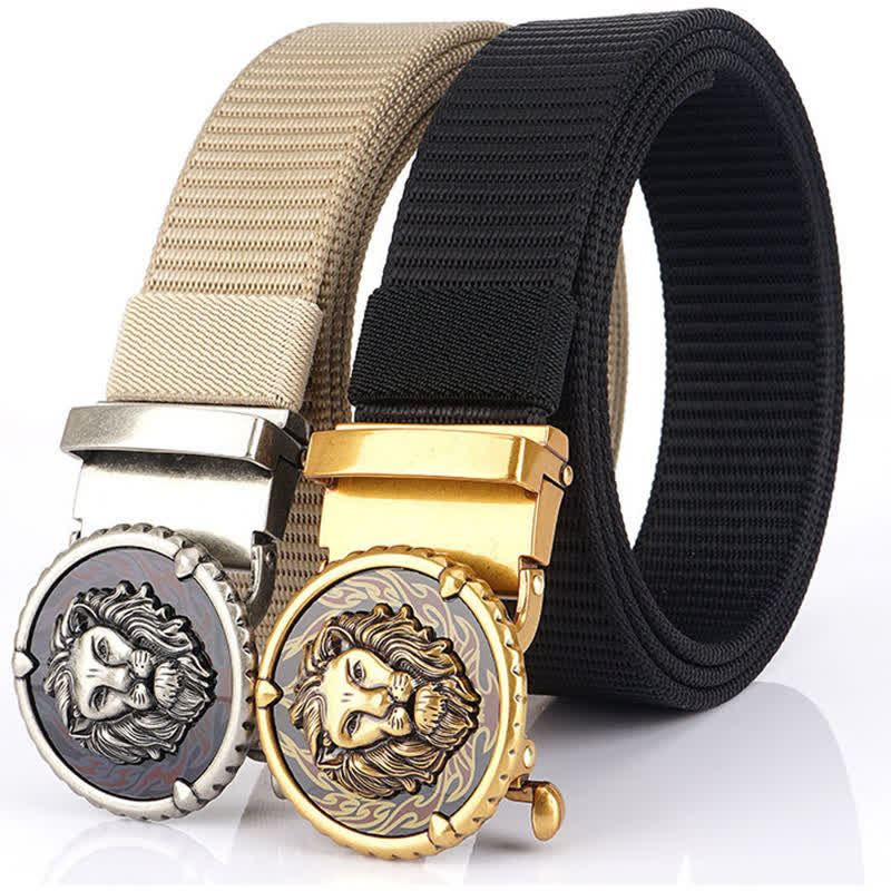 Men's Practical Lion Head Pattern Nylon Belt - image 1