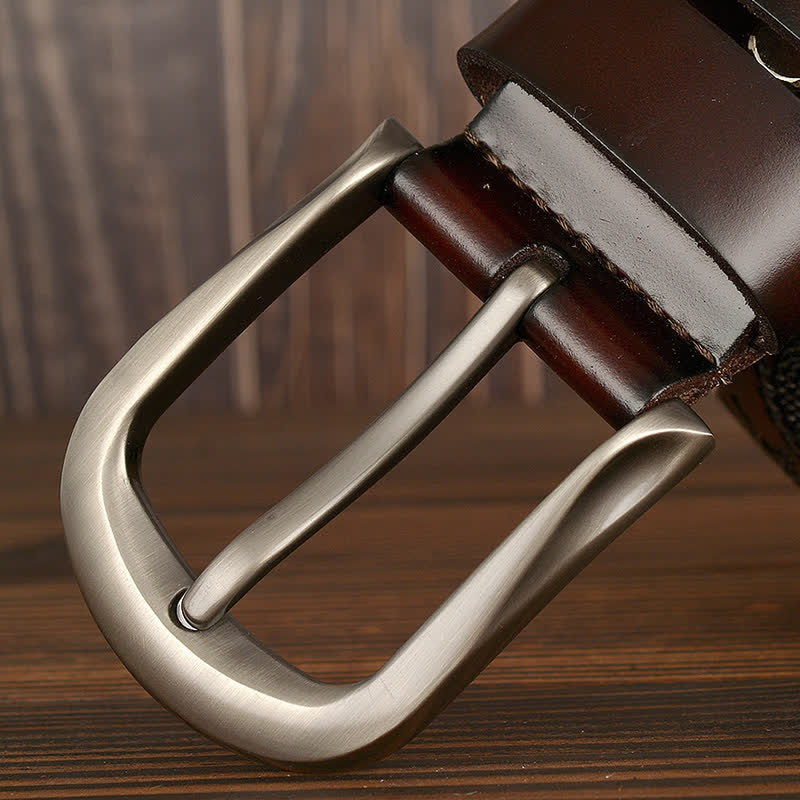Men's Embossed Eagle Flag Pattern Leather Belt - image 5