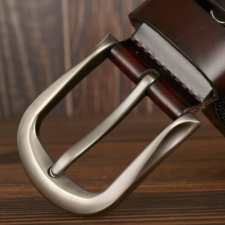 Men's Embossed Eagle Flag Pattern Leather Belt - image 5