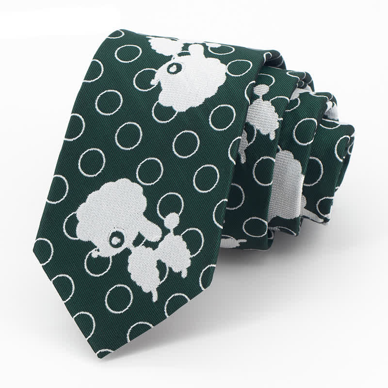 Men's Green & White Sheep Necktie - Green & White - image 0