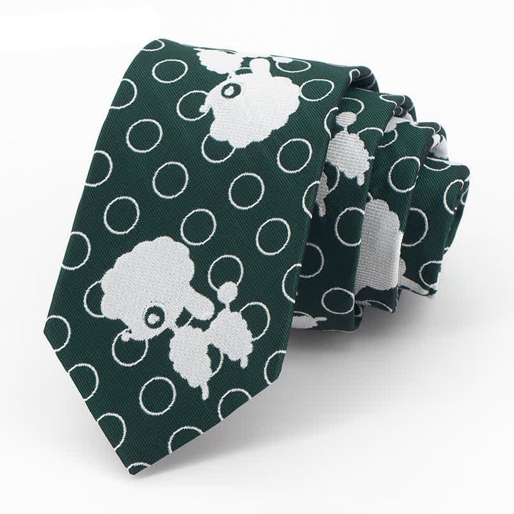 Men's Green & White Sheep Necktie - Green & White - image 0