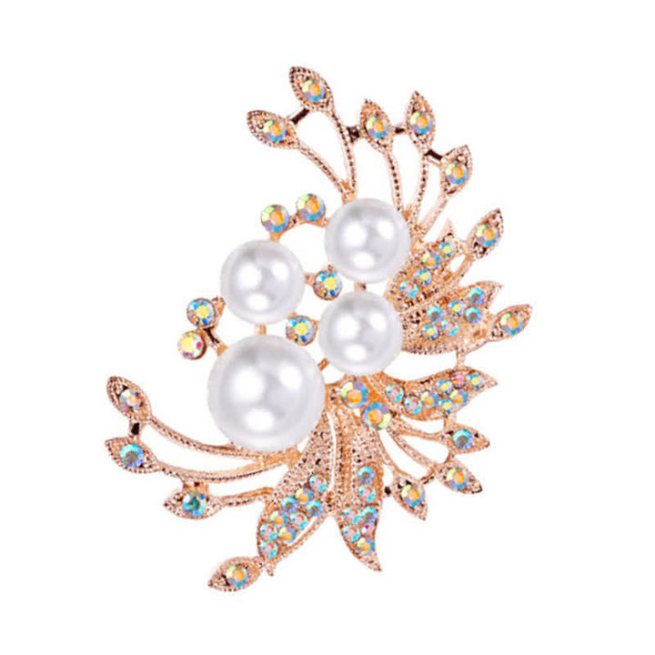 Women's Phoenixes Flower Pearl Brooch - Gold - image 6