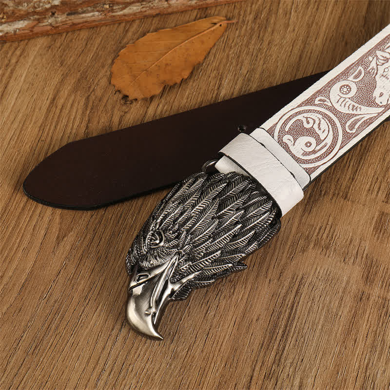 Men's Eagle Head Realistic Vulture Western Leather Belt - image 3