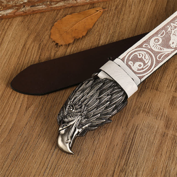 Men's Eagle Head Realistic Vulture Western Leather Belt - image 3