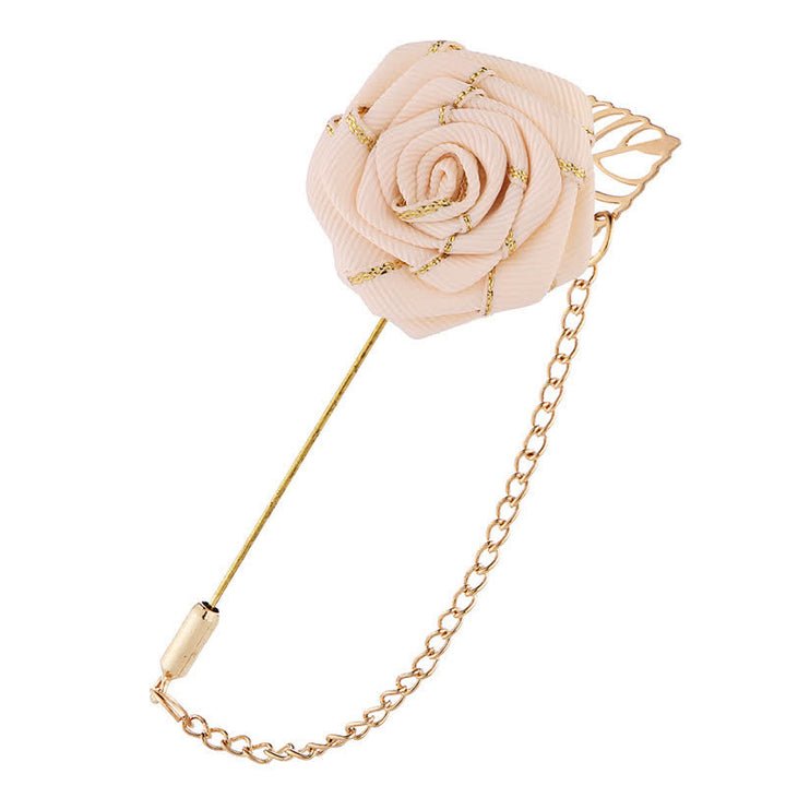 Men's Floral Camellia Chain Brooch - Ivory - image 7