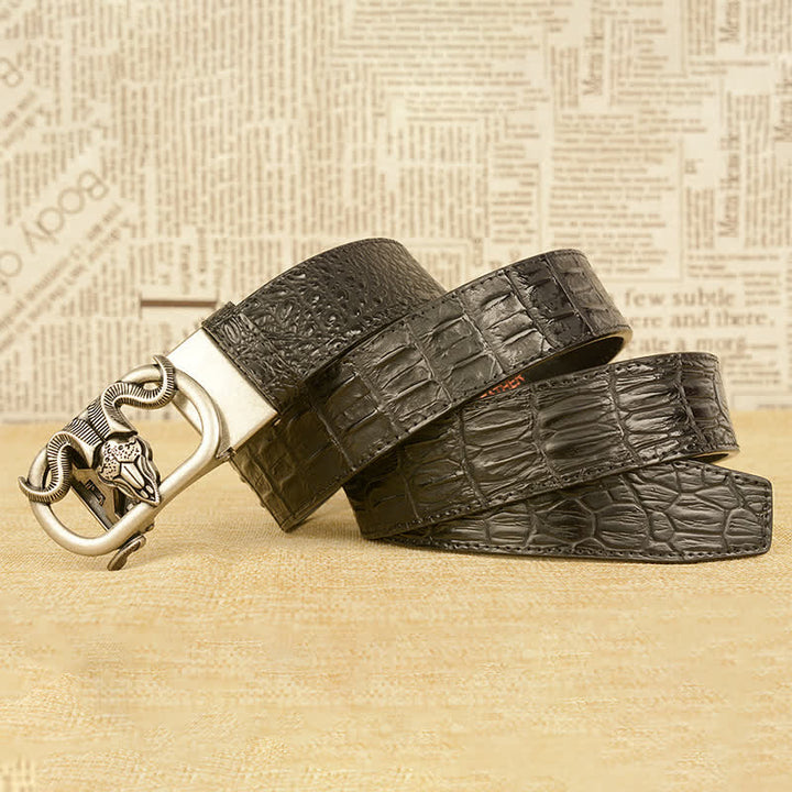 Men's Goat Head Crocodile Print Automatic Buckle Leather Belt - image 16