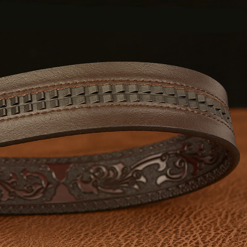 Men's Letter V Dragon Embossing Leather Belt - image 9