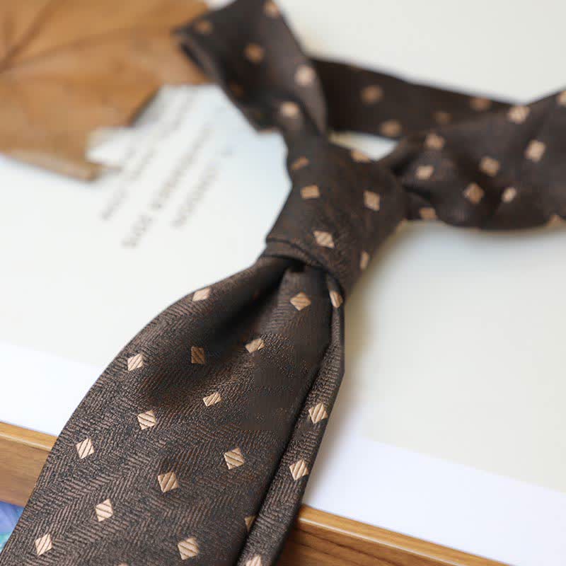 Men's Coffee Colors Series Striped Paisley Necktie - Style #18 - image 21