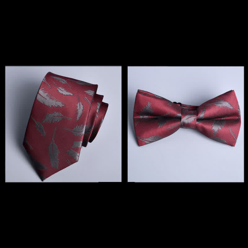 8Pcs DarkRed Leaves Flower Vogue Necktie Bow Ties Gift Box - image 1