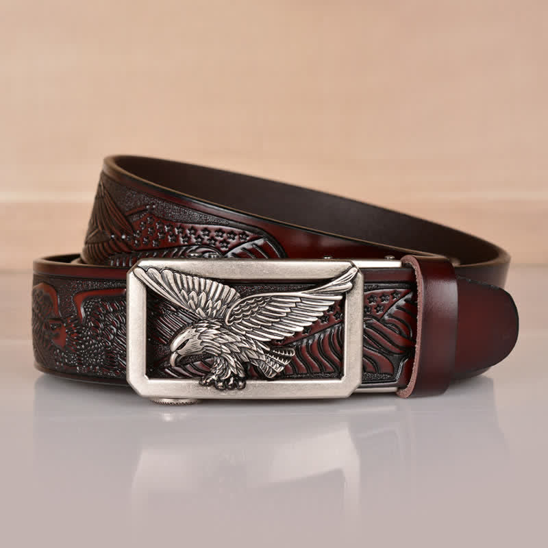 Men's Hollow Eagle Buckle Embossed Leather Belt - image 27