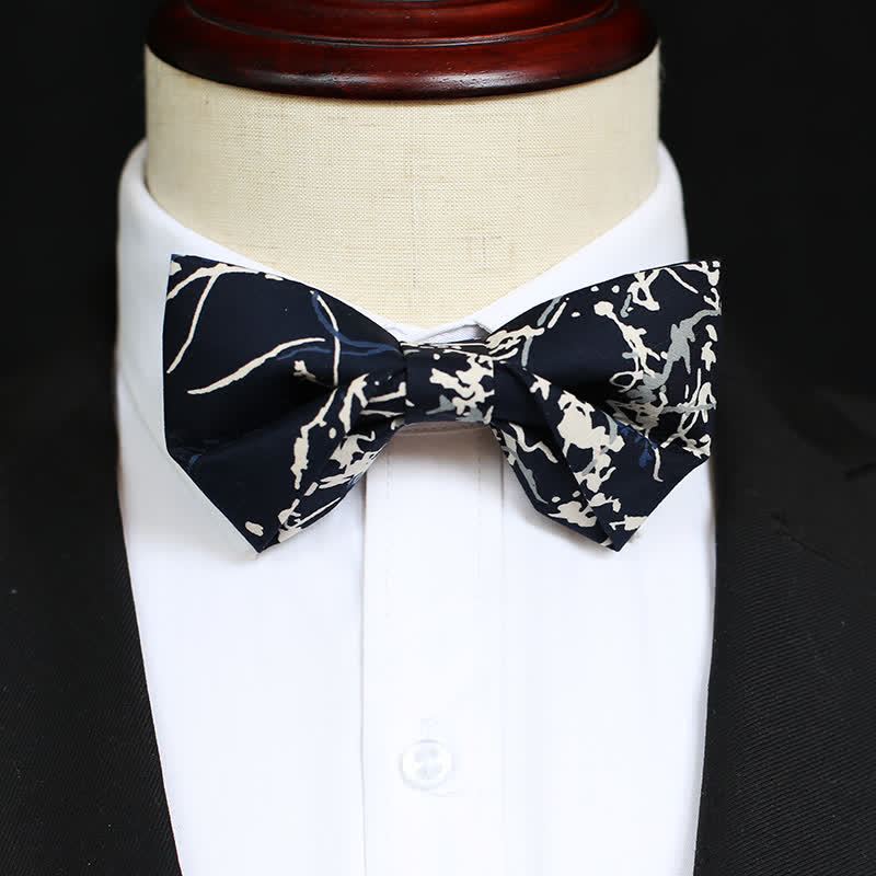 Men's Navy Blue & White Graffiti Bow Tie - image 5