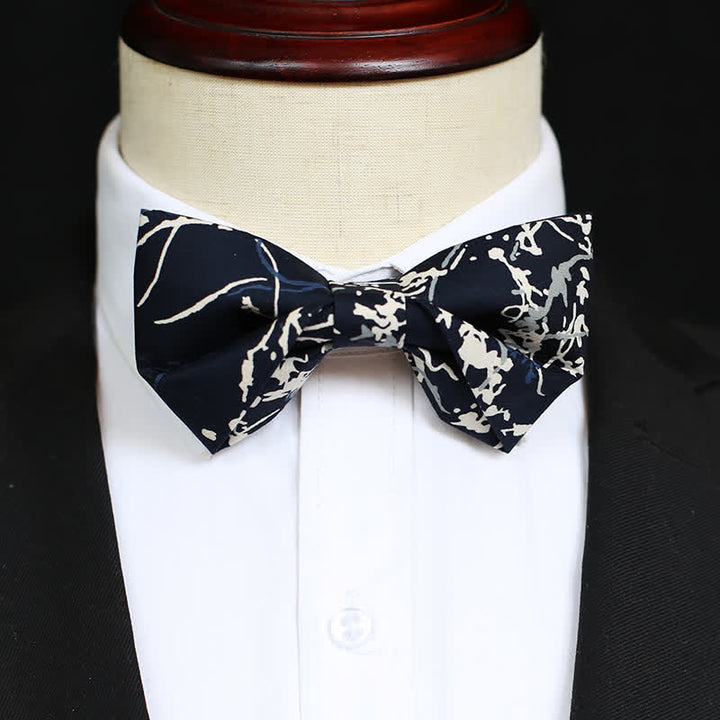 Men's Navy Blue & White Graffiti Bow Tie - image 5