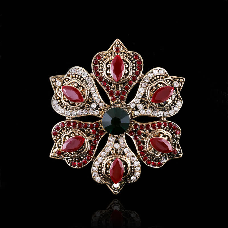 Women's Baroque Palace Crystal Brooch - Red Lotus - image 8