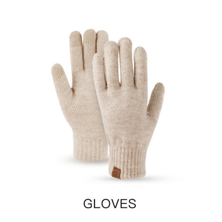 3Pcs Women's Pompom Woven Hat Scarf Touchscreen Gloves Set - image 4