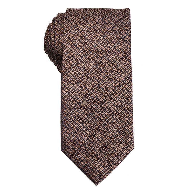 Men's Coffee Brown Series Micro Checks Necktie - Rock - image 6