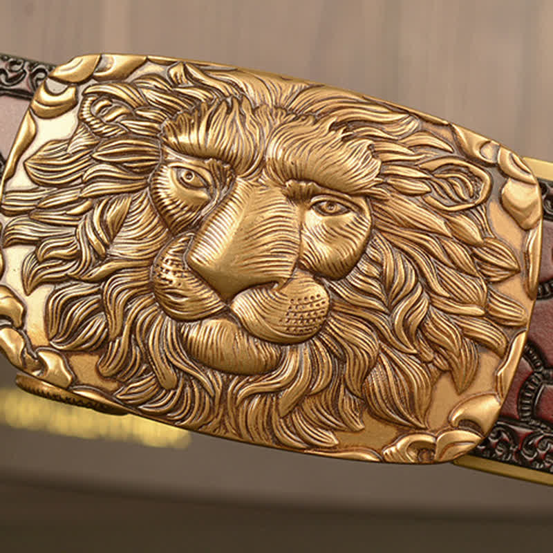 Men's Honor Male Lion Head Leather Belt - image 6