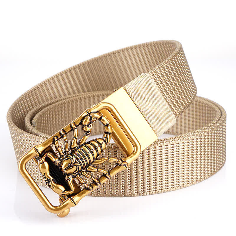 Men's King Scorpion Simple Nylon Belt - Beige / Gold - 48" - image 14