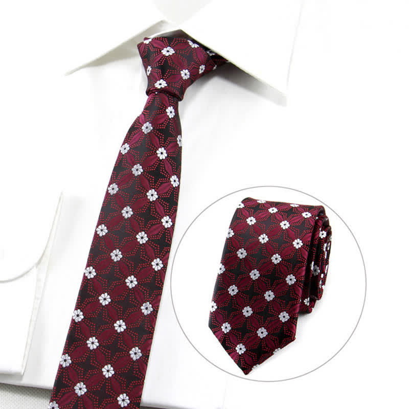 Men's Flower Embroidered Geometric Necktie - image 7