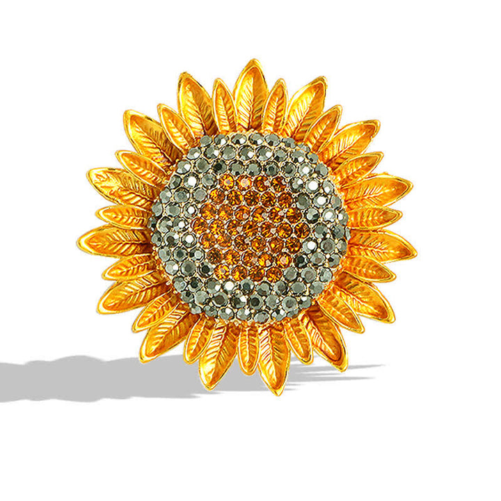 Women's Yellow Sunflower Rhinestone Brooch - Yellow - image 0