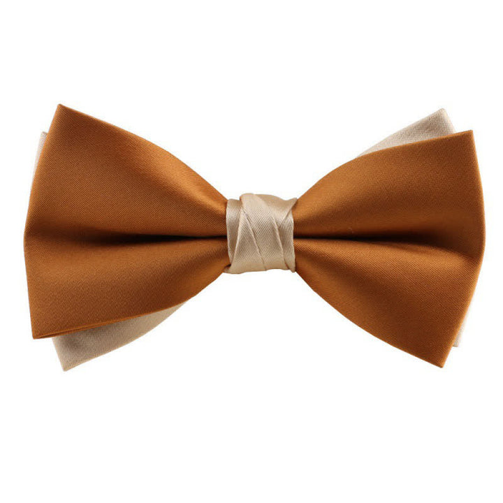 Men's Asymmetrical Two Tone Bow Tie - Yellow & Ivory - image 6