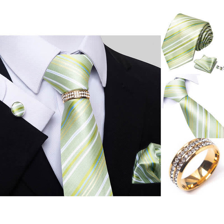 4Pcs Men's Striped Necktie Set With Tie Ring - image 8