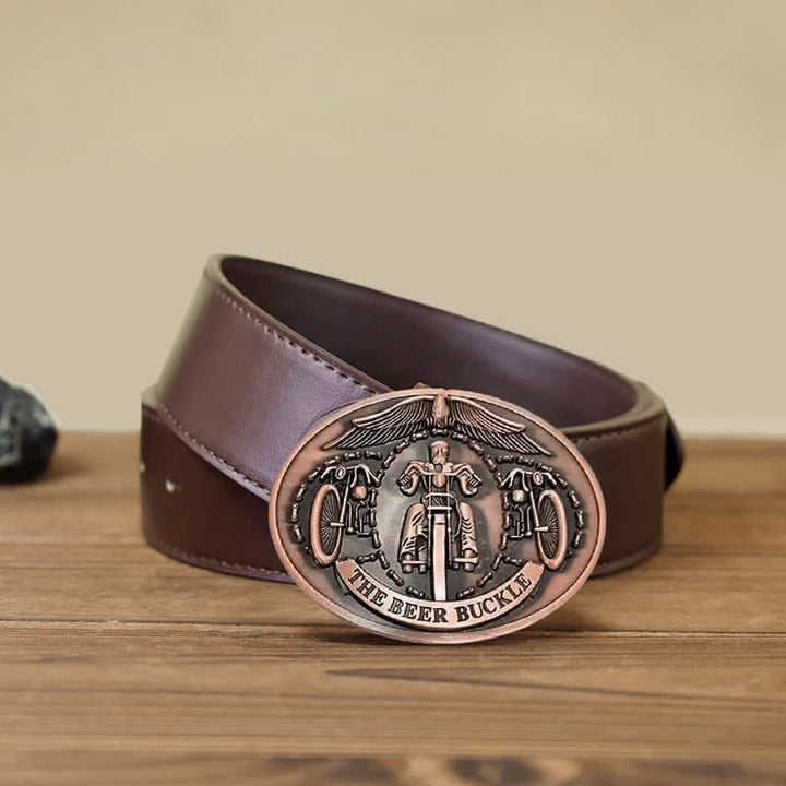 Men's DIY Bicycle Rider Creative Beer Holder Buckle Leather Belt - Copper - Brown PU Belt (40) - image 18