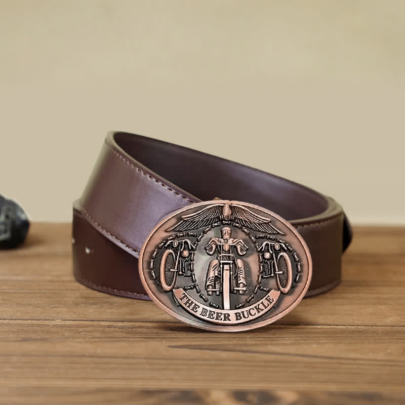 Men's DIY Bicycle Rider Creative Beer Holder Buckle Leather Belt - Copper - Brown PU Belt (40) - image 18