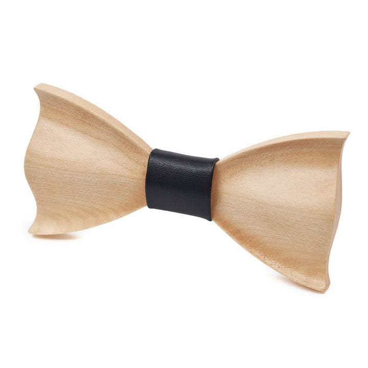 Men's Classic Maple Wooden Bow Tie - White #6 - image 18