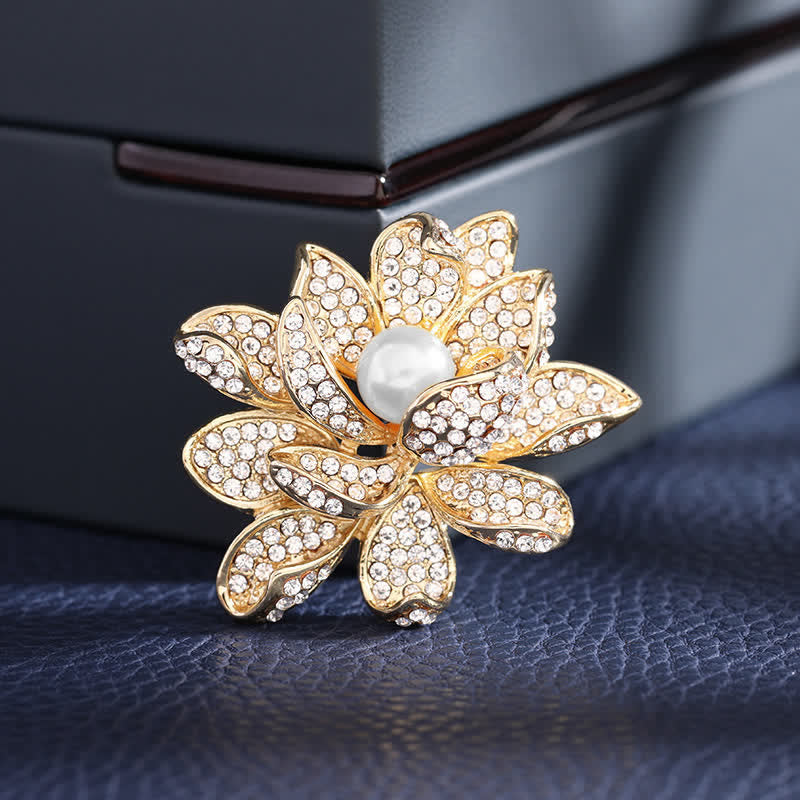 Women's Temperament Bead Lotus Brooch - White - image 4
