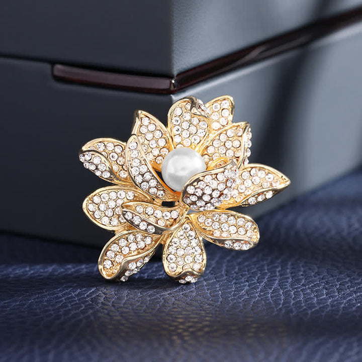 Women's Temperament Bead Lotus Brooch - White - image 4
