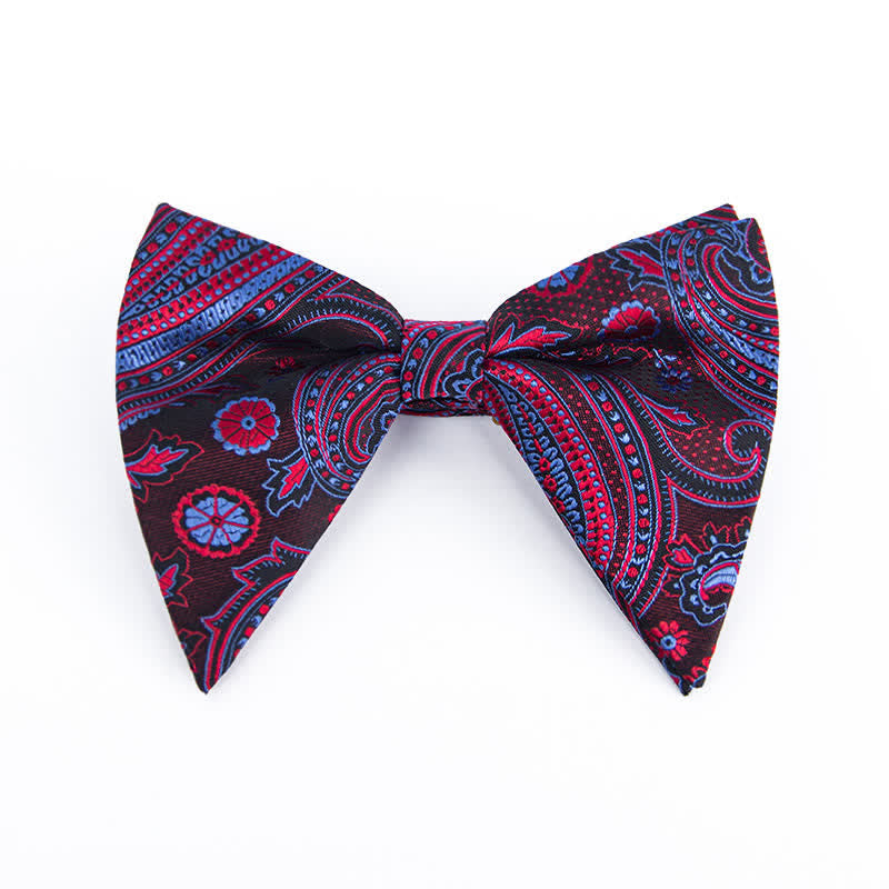 Men's Colorful Paisley Oversized Pointed Bow Tie - Burgundy #2 - image 7