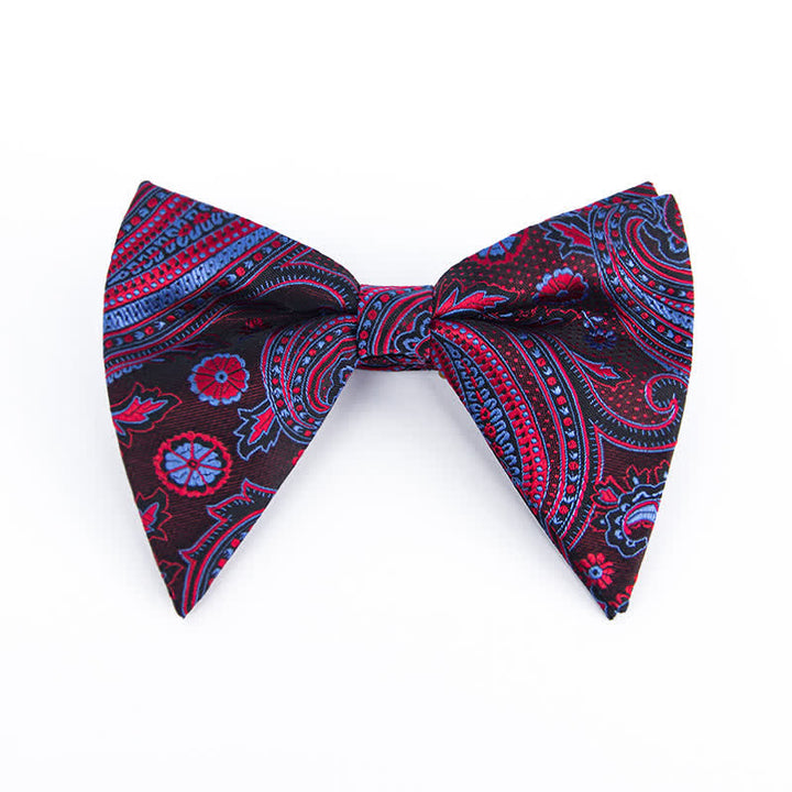 Men's Colorful Paisley Oversized Pointed Bow Tie - Burgundy #2 - image 7