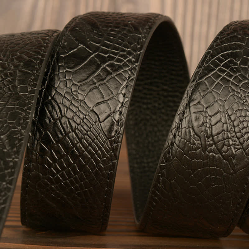 Men's Giant Ox Crocodile Pattern Leather Belt - image 5
