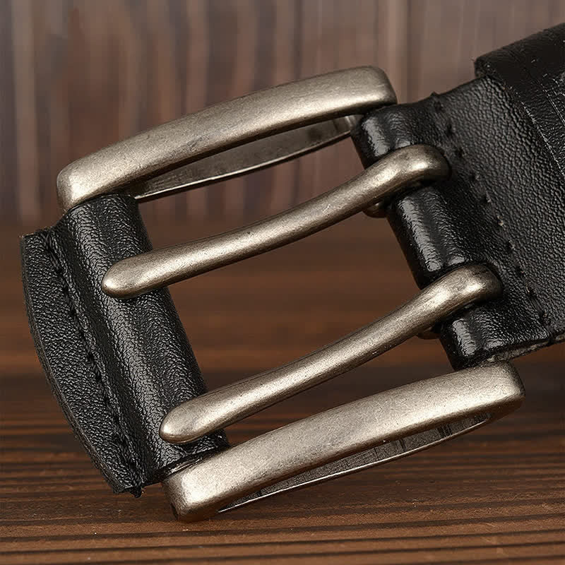 Men's Casual Double Prong Trouser Leather Belt - image 2