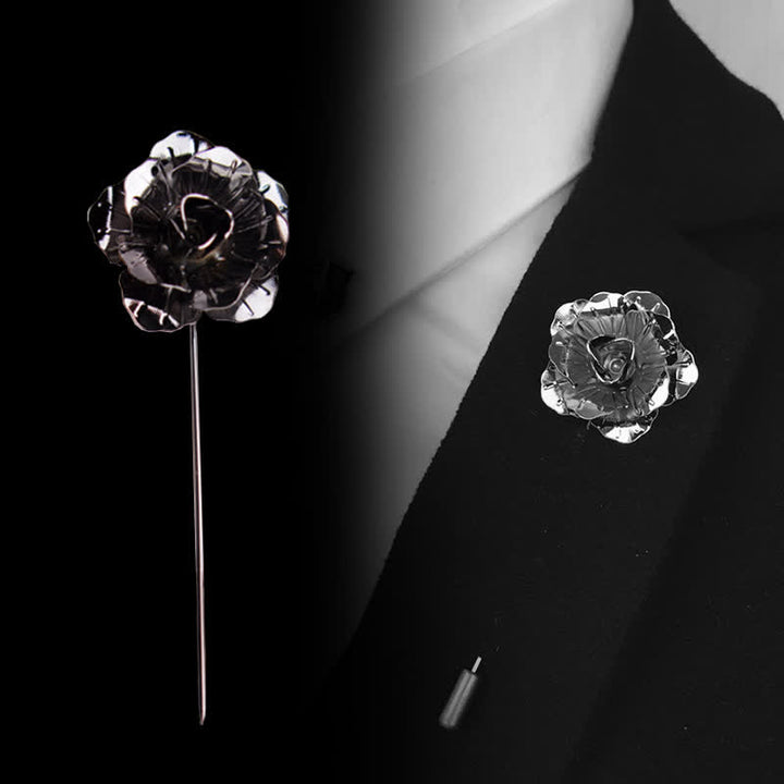 Men's Metal Rose Flower Brooch Pin - image 0
