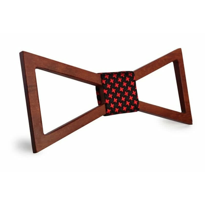 Men's Classic Framed Wooden Bow Tie - Red Star - image 5