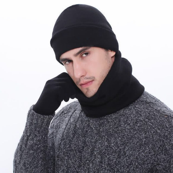 3Pcs Warm Beanie Hat Scarf Touchscreen Gloves Set - image 0