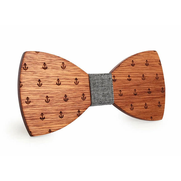 Men's Nautical Boat Anchor Wooden Bow Tie - Gray - image 4