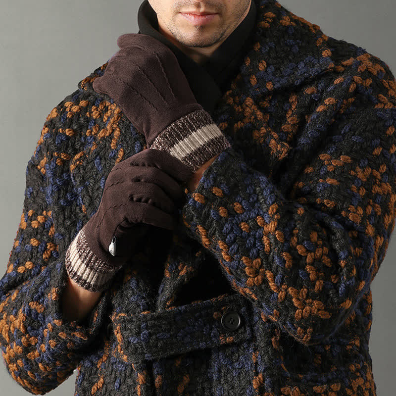 Unisex Suede Fleece Non-slip Flip Split Finger Gloves - image 14