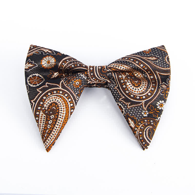 Men's Colorful Paisley Oversized Pointed Bow Tie - Yellow #1 - image 9