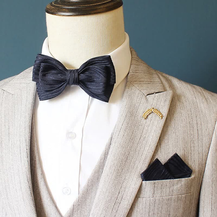 2Pcs Men's Pleated Striped Bow Tie Set - image 7