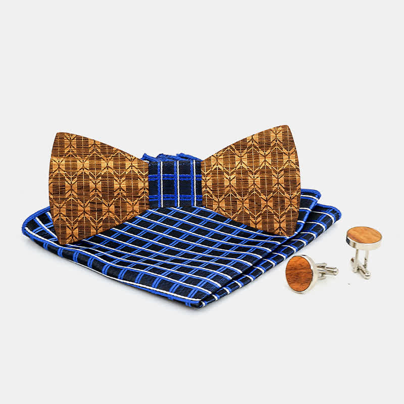 3Pcs Men's Carving Crown Wooden Bow Tie Set - image 5