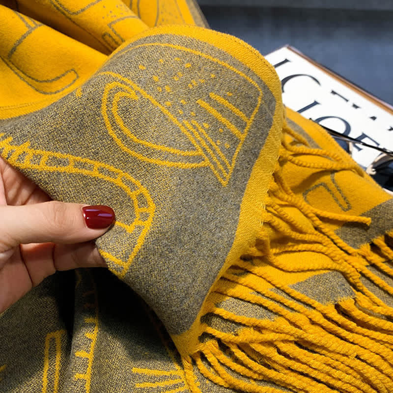 Women's Cat Print Double-Sided Shawl Scarf - image 21