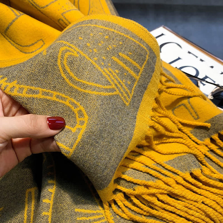 Women's Cat Print Double-Sided Shawl Scarf - image 21